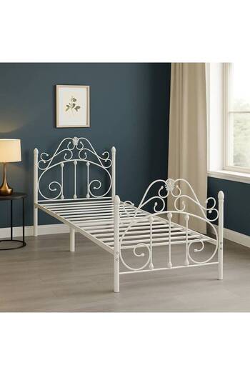 Al Saada Home Iron Bed Frame - 90 X 190 cm - White