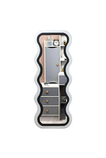 Family Ship Long Wall Mirror with Wavy Frame
