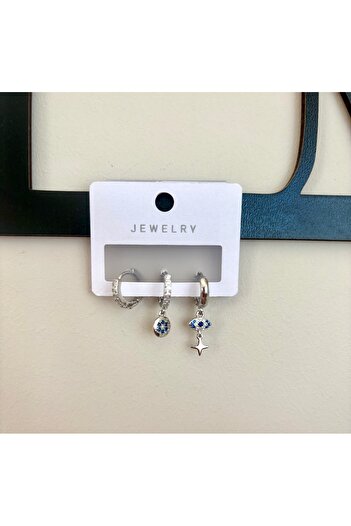 DEFORA Set of 3 Steel Earrings