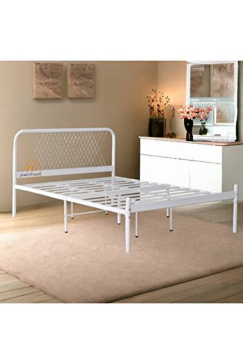 Al Saada Home Metal Bed Frame - White - 200 X 140 cm