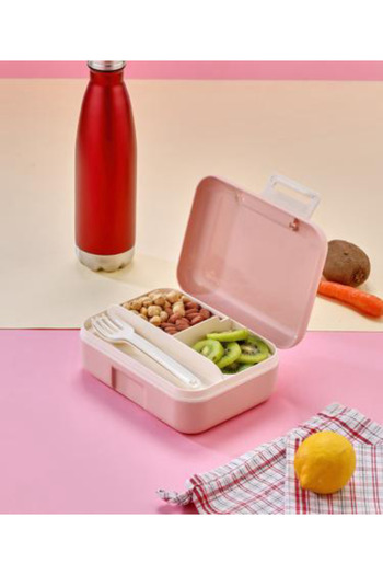 Tasarım Lunch Box with Self-Fork and Spoon Portable 5 Compartment Lunch Box Lunch Box