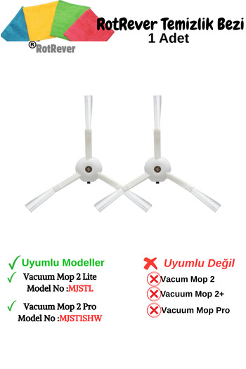 Xiaomi Vacuum Mop Lite-Vacuum Mop 2 Pro (Μοντέλο MJST1SHW* Παρακαλώ σημειώστε) Πλαϊνή βούρτσα, Σετ υφασμάτων RotRever-3 τεμάχια