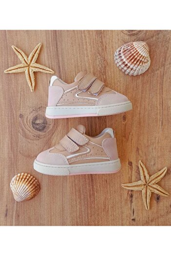 SKY MODA Baby Girl Genuine Leather First Step Orthopedic Flexible and Anti-Slip Sole Stitched Sports Shoes