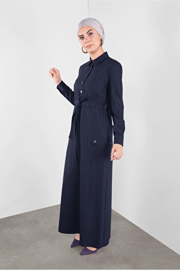 Alvina Buttoned Waist Tie Dress 40194