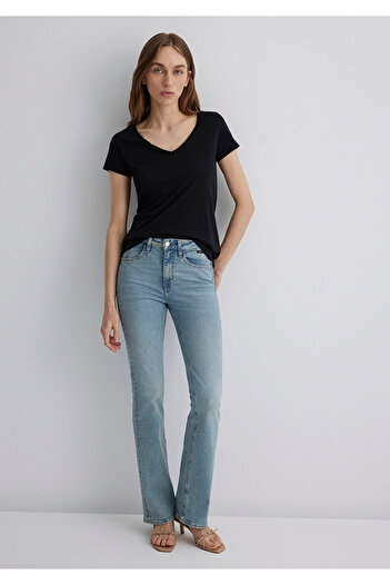 Mavi Μαύρο μπλουζάκι Modal Slim Fit με λαιμόκοψη - 166446 -900
