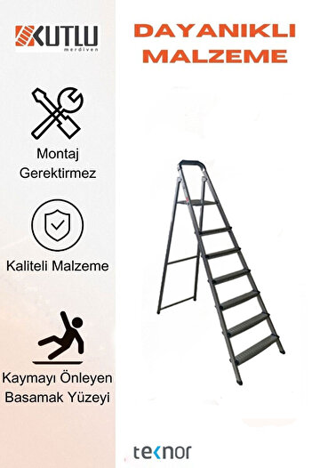 Teknor Kutlu Dayanıklı 6+1 Metal Basamaklı Merdiven