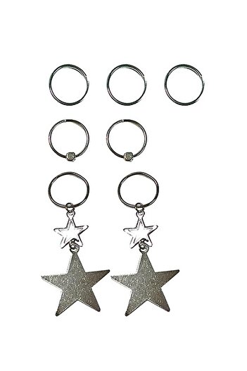 New Obsessions Superstar Silver Hair Earrings 7 Pieces