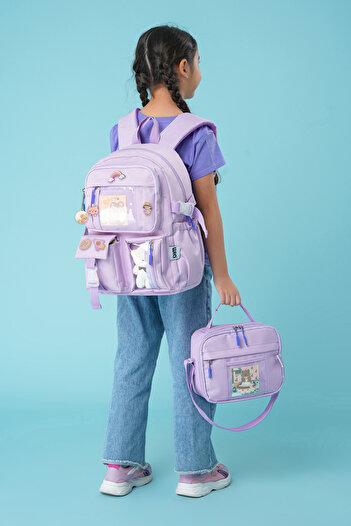 Wia Kawaii Korean Style Primary School and Lunch Box with Teddy Bear
