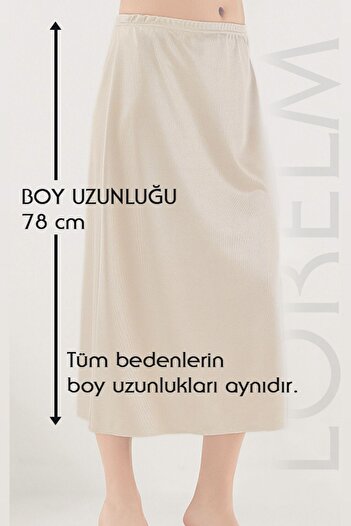 Lorelm Battal Tam Boy Jüpon Uzun Etek Astarı Ten Rengi Jipon