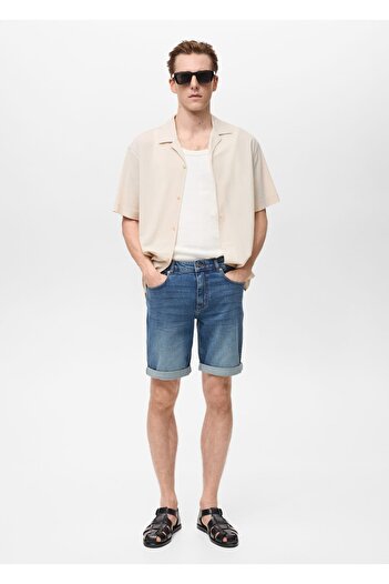 MANGO Man Slim fit τζιν βερμούδα