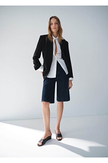 MANGO Woman Bermuda din denim cu talie mijlocie