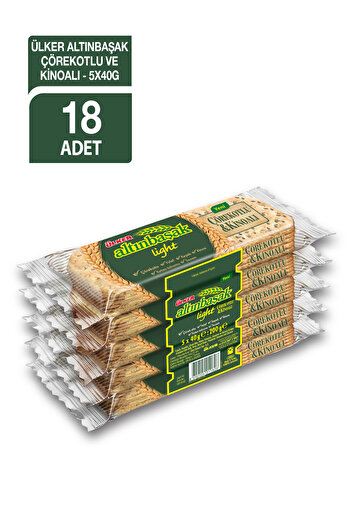 Ülker ALTINBAŞAK Light Çörekotlu & Kinoalı Kraker - 200 gram - 5'li Paket - 18 Adet