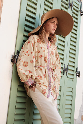 Manuka Patterned Cotton Shirt Moly
