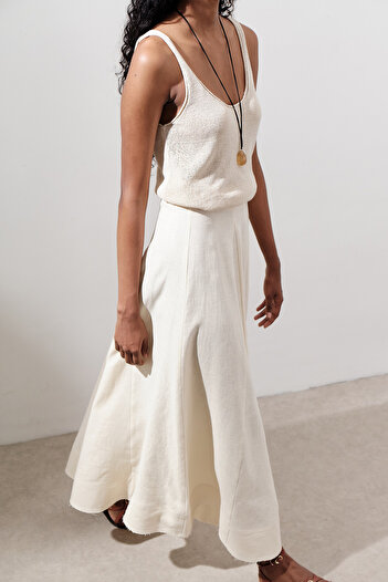 Manuka Linen Wide Piece Skirt Vanilla