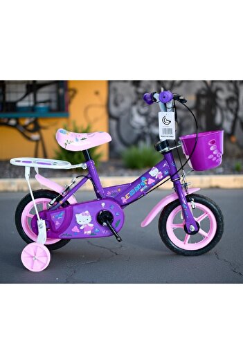 rexa Kitty Cat Themed 10-Inch Kids Bicycle with Training Wheels – Purple Princess Design