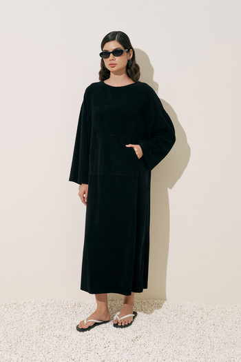 Manuka Towel Fabric Casual Dress Black