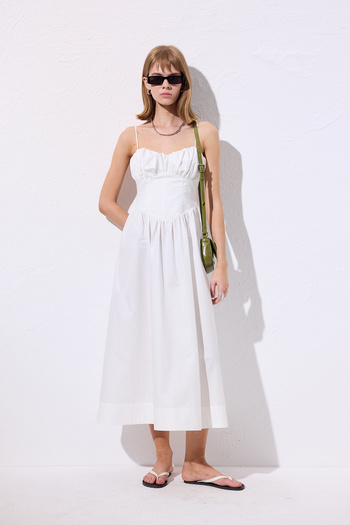 Manuka Tightened Corset Dress Ecru