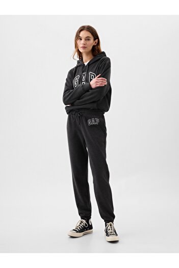 GAP Γυναικείο παντελόνι Jogger Fleece με λογότυπο σε σκούρο γκρι