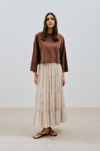 Manuka Long Tight Chiffon Skirt Blush