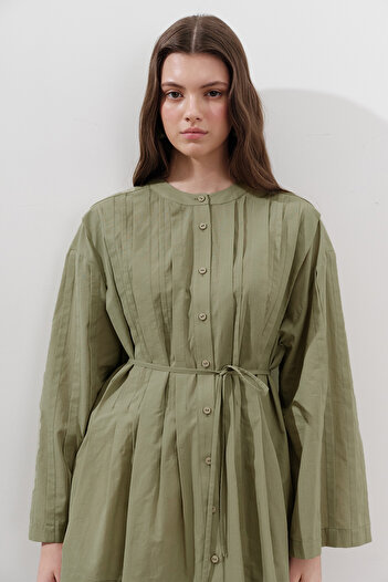 Manuka Ribbed Wide Sleeve Tunic Çağla