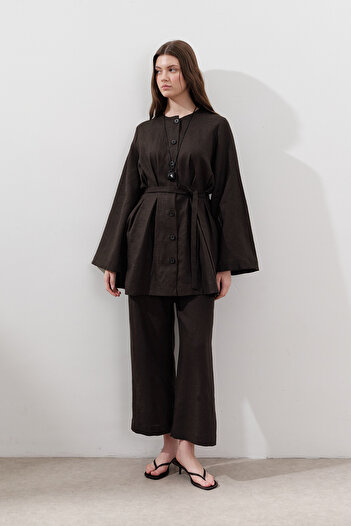 Manuka Linen Pencil Tunic Bitter Brown