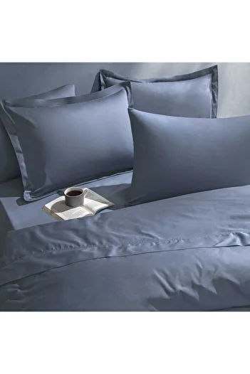 Linens Mix&Match Cotton Satin King Size Fitted Sheet Indigo