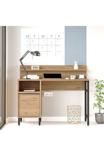 Yurupa Bohem Çalışma Masası 60x120cm Raflı Dolaplı Metal Ayaklı Sepet BOH16-S