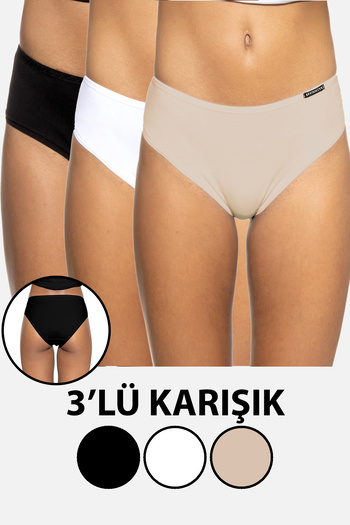 BRAINWEAR Women's 3 Pack Lycra Cotton Hipster Panties