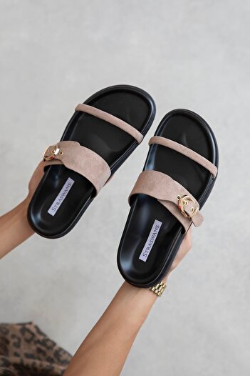 STRASWANS Γυναικεία πόρπη Zeus Λεπτομέρεια Daily Comfort Suede Slippers Mink