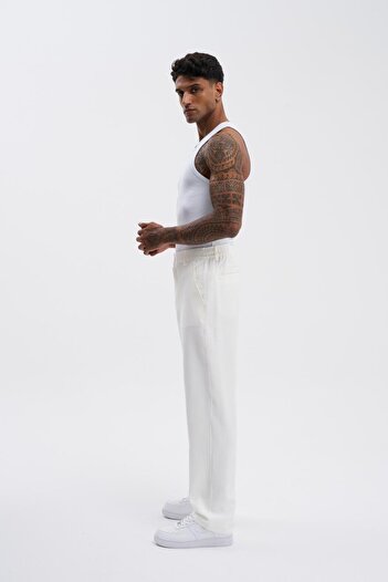Machinist Ανδρικό φαρδύ λευκό τζιν oversize