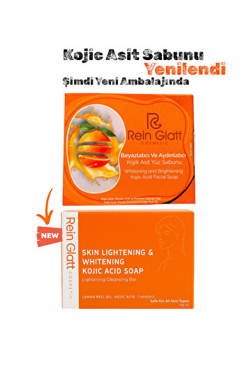 Rein Glatt Cosmetic Kojic Acid Soap, Anti-Blemish and Whitening with Turmeric and Orange Kojic Acid Effect 3 Pcs