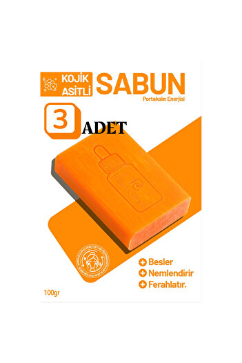 Rein Glatt Cosmetic Kojic Acid Soap, Anti-Blemish and Whitening with Turmeric and Orange Kojic Acid Effect 3 Pcs