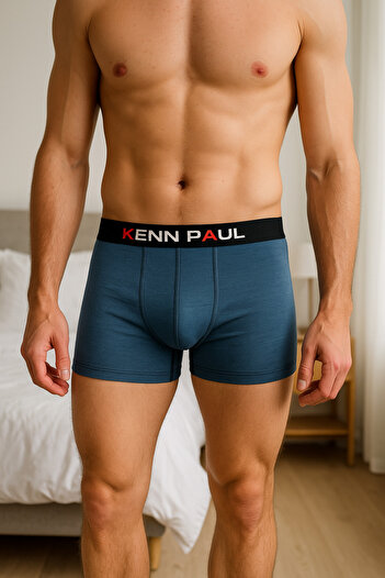 KENN PAUL Erkek İndigo Premium Bambu Boxer |Modern Kumaş| Erkek Boxer