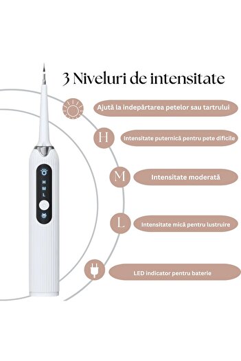 OEM Ultrasonic scaler, oral care, 3 modes, LED, waterproof, portable, white
