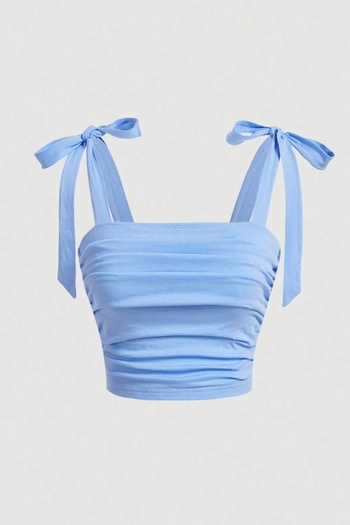 World Fashion Trends WFT5023B - Bluză crop cu fundă cu bretele largi