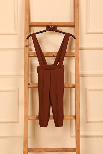 KÜÇÜĞÜM BUTİK Coffee Salopet Trousers and Bow Tie (Salopet-Bowknot)