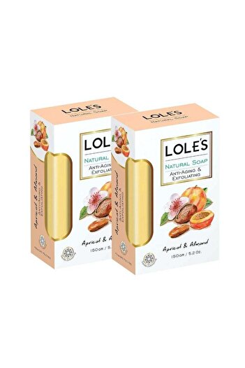 Lole's Luxury Pure Natural Soap, Apricot & Almond Beauty Bar, Pack of 2