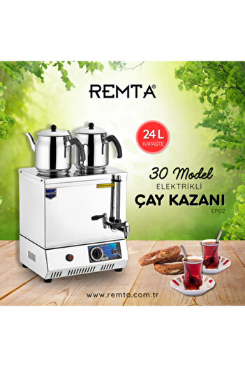 Remta Ep02 30 Model Çift Demlikli Elektrikli Çay Kazanı 23 Lt + Yedek Rezistans