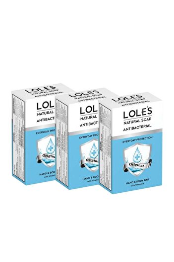 Lole's Antibacterial Hand & Body Original Soap with Vitamin E, Pack of 3 x 100g