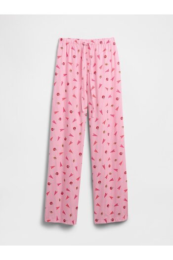 GAP Kadın Pembe Desenli Poplin Pijama Altı