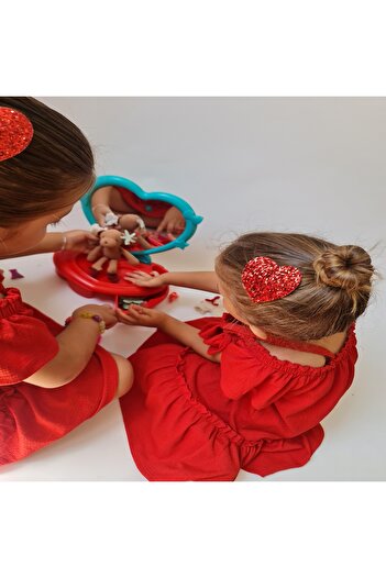 COLORFULLCLİPS Glitter Heart Citcit Children's Citcit Buckle Pieces
