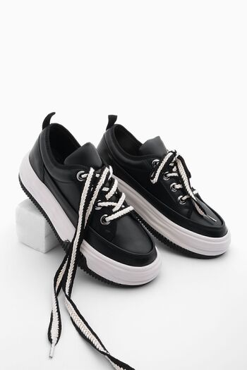 Marjin Women's Sneaker Thick Sole Sports Shoes Rova Black