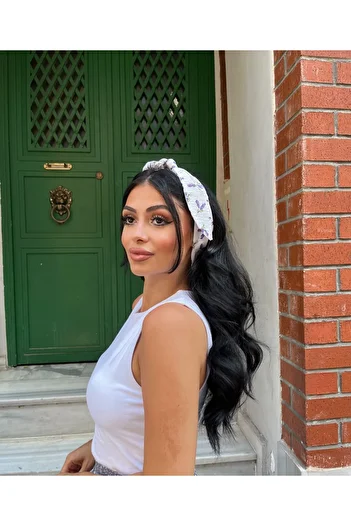 KÜÇÜĞÜM BUTİK Lavender Patterned Bandana with Tie Detail