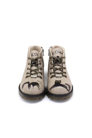 Goby Black Cat Printed Women's Beige Short Boots
