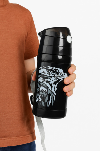 Beşiktaş Bjk Eagle Printed Children's Steel Thermos Flask 425 ml with Neck Strap