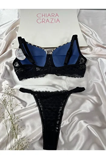 chiara grazia Padded Leopard Pattern Bra Set