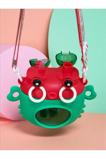 SANALTİCARETİM Green Color Frog-Shaped Fun Children's Water Bottle – 600 ml