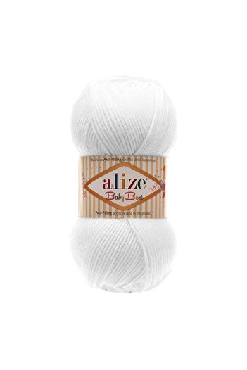 Alize 5 Pieces Baby Best 055 White 10% Bamboo - 90% Acrylic (ANTI-PILLING ACRYLIC) / 100 gr - 240 M