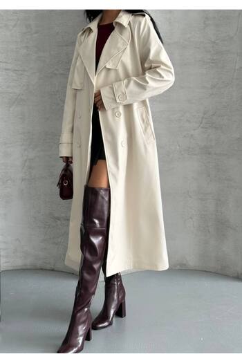 ÇEÇİM Women's Dumped Maxi Size Trench Coat Zyn-58704