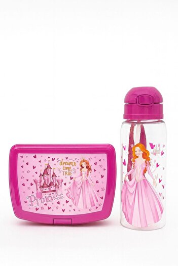 Bayev 2-Piece School Lunch Set Princess Lunch Box - Pink Lunch Container and Water Bottle Set